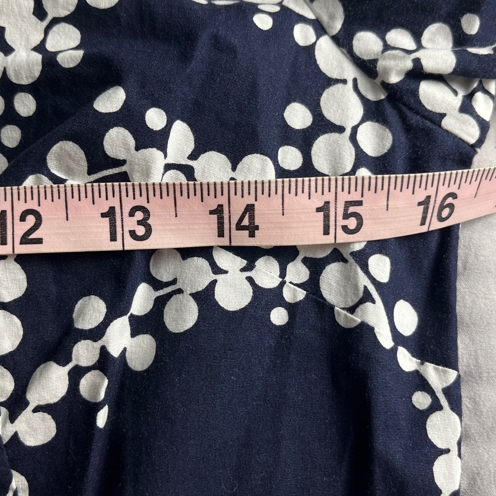 Boden Navy Button-Up Shirt with White Dot Vine Pattern - Picture 12 of 14